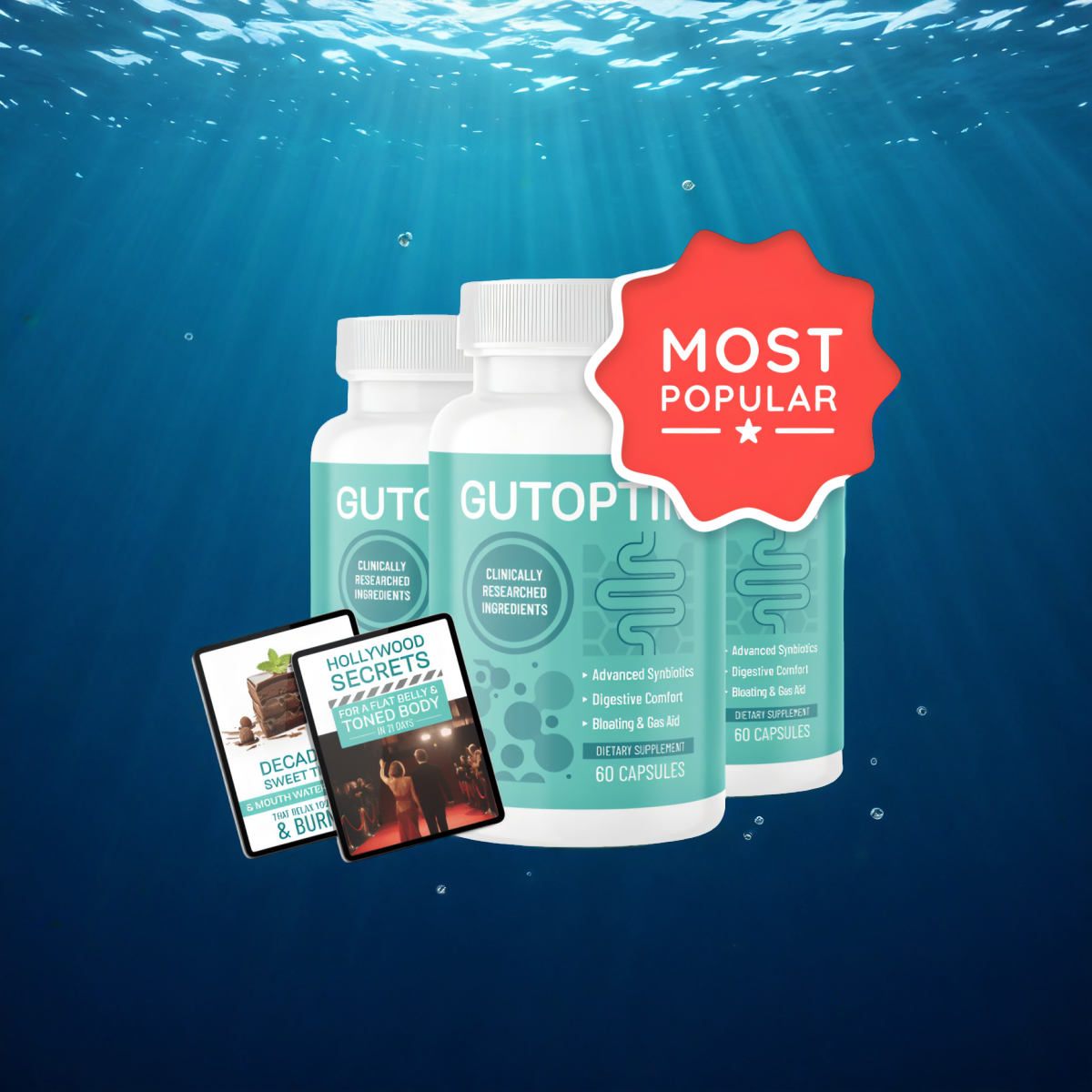 GutOptim - 3 Bottles + 2  Ebooks